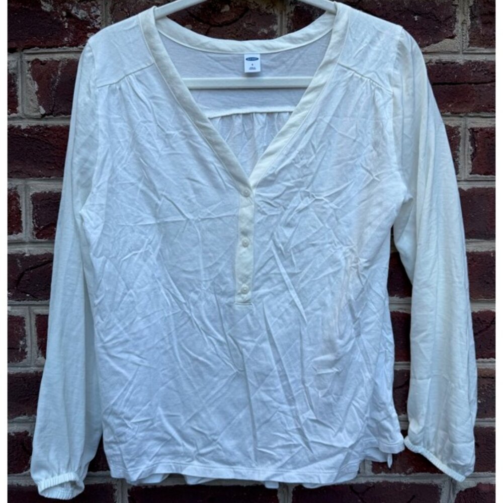 Old Navy Cream Off White V Neck Blouse